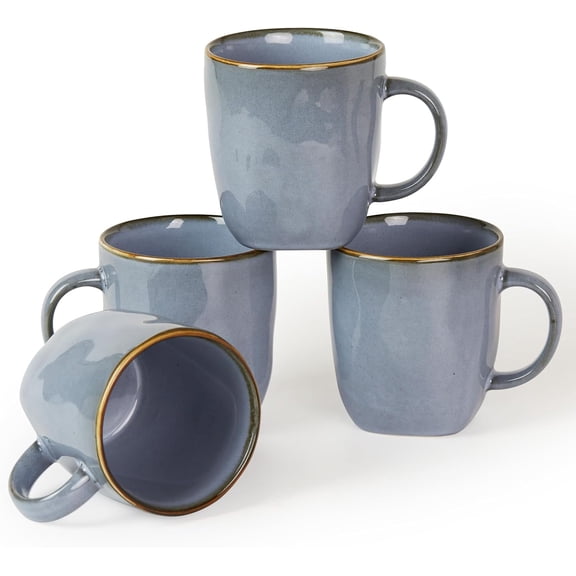 fa Coffee Mugs Set of 4, Ocean Square 13oz Coffee Cup Set with Handle