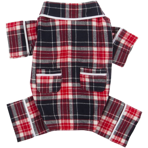 fabdog Dog Pajamas Matching Doggie Outfits Dog Onesie in 18" - Owner Sizes from Small to XXL - Flannel Pajamas for Dogs Available in Blue Plaid