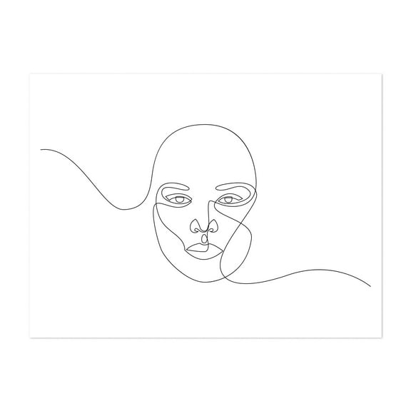 face single line drawing - s'14_2 - Line Drawing Line Art Abstract Minimalist Modern Art Portrait Sketch Fashion Unframed Wall Art Print 5 x 7 inches