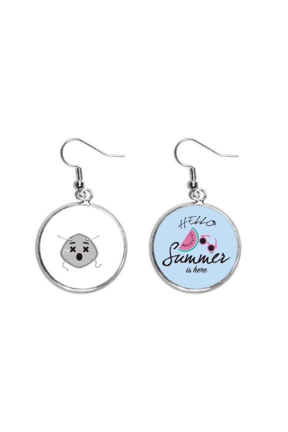 fainted dazed confused head expression earring drop summer watermelon earring wear