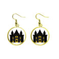 thumbnail image 1 of fairy tale castle colorful illustration earring dangle en drop earring jewelry woman, 1 of 4