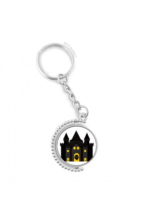 fairy tale castle colorful illustration rotatable keyholder disc accessories chain clip