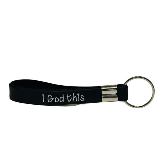 faith inspired \"i God this\" Spiritual Key Chain - Black with White Lettering