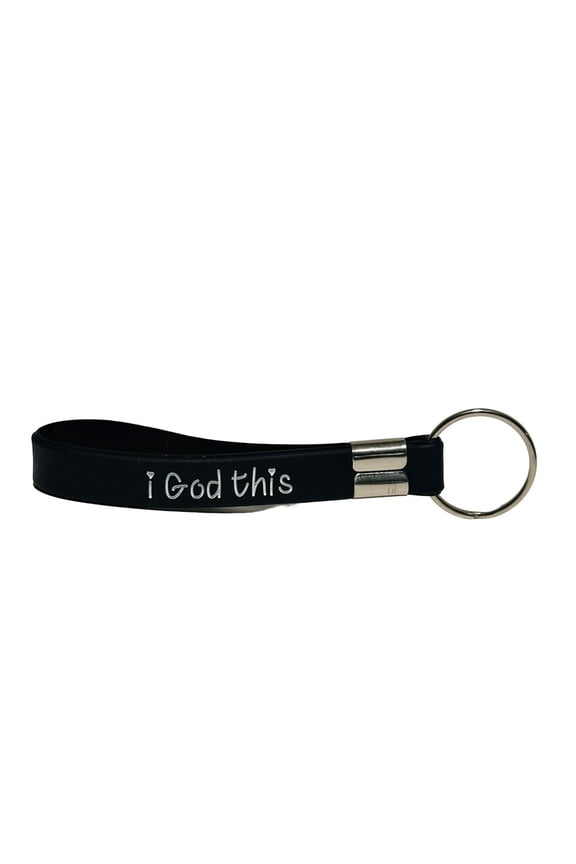 faith inspired "i God this" Spiritual Key Chain - Black with White Lettering