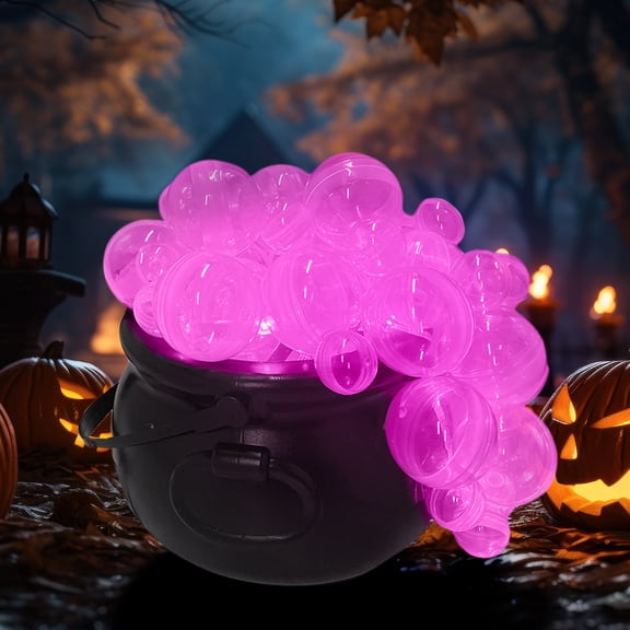 Halloween Decorations Indoor,Black Witches Cauldron,Halloween Party Decorations,Plastic Cauldron Pot,Bubble Witch Cauldron DIY Set for Kitchen Table Decor(Pink)