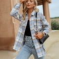 thumbnail image 1 of fall jacket Women's Plaid Shacket Jacket Long Flannel Button Down Coats Shirts Trendy Long Sleeve Casual Boyfriend Blouse Coats women shacket, 1 of 6
