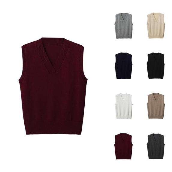 fall sweaters for women Stylish Women's Knit Sweater Vest V Neck Sleeveless Pullover Lightweight Casual Cardigan for Layering Everyday Wear in All Seasons