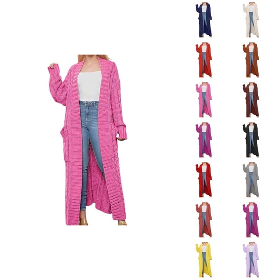 fall tops for women 2025 Women's Sweater Coat Knitted Long Cardigan Warm Winter Fashion Outerwear Casual Oversized Button Front with Pocket Detail