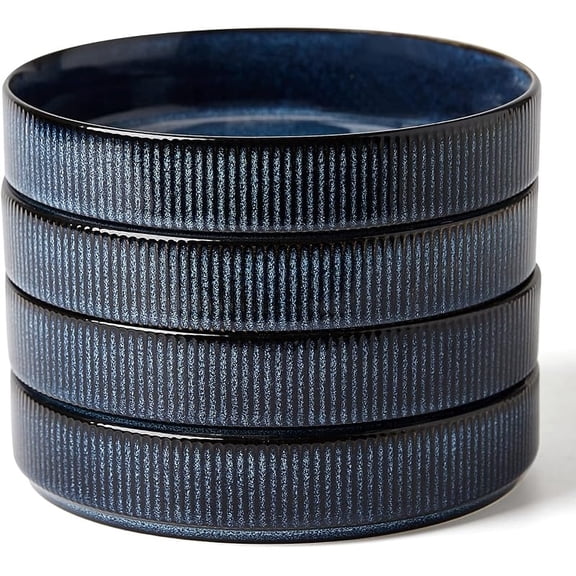famiware Star 7.5" Pasta Bowls Set of 4, Plate Bowls, Nebulas Blue