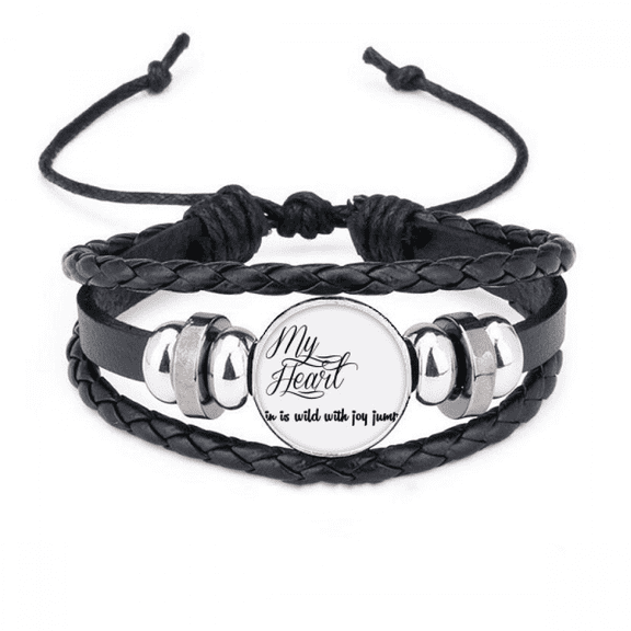 famous poetry quote my heart joy bracelet braided leather woven wristband