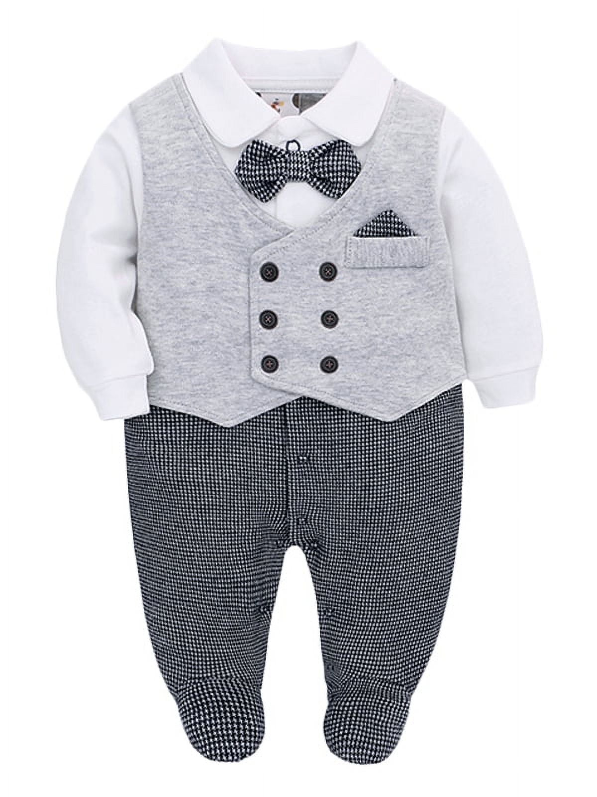 famuka 012 Months Baby Boy Formal Bodysuit One Piece Gentleman Romper