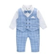 thumbnail image 1 of famuka Baby Boy Classic Suit Double Breasted Waistcoat Tuxedo Formal Outfit Plaid, 1 of 11