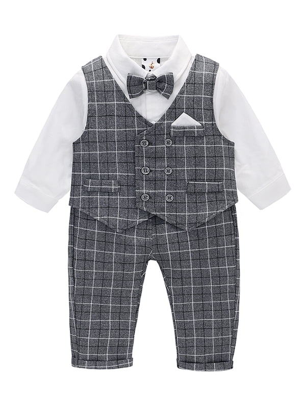 famuka Baby Boy Classic Suit Double Breasted Waistcoat Tuxedo Formal ...