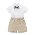 thumbnail image 1 of famuka Baby Boy Summer Suit Short Sleeve Button Down Shirt Shorts Outfit Wedding Clothes, 1 of 11