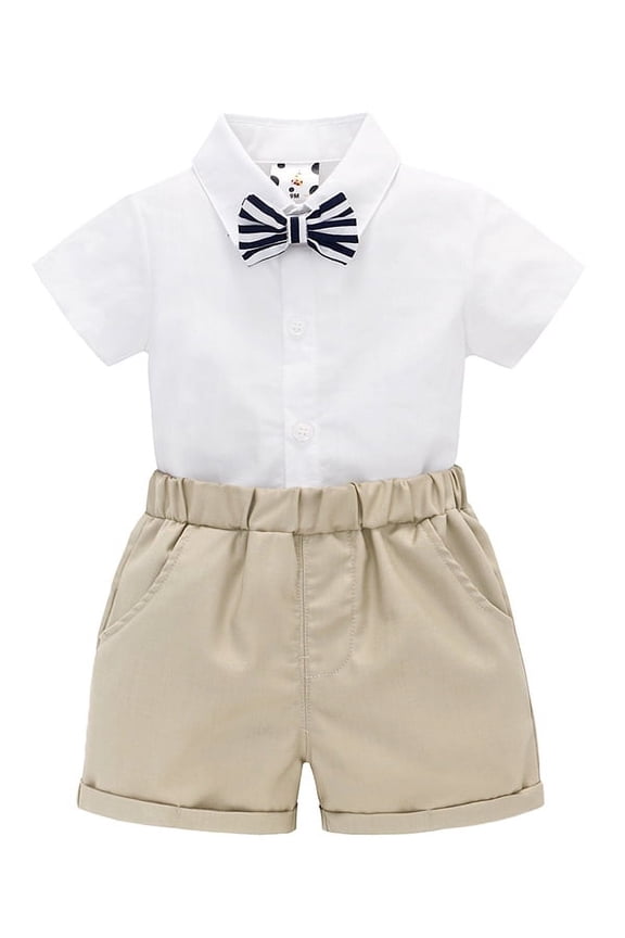 Baby Boy Summer Suit Short Sleeve Button Down Shirt Shorts Outfit Wedding Clothes