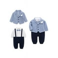 thumbnail image 1 of famuka Baby Boy Two Piece Suit Coat and Romper Outfit Infant Formal Suit Toddlers Wedding Tuxedo, 1 of 10