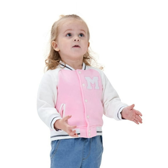 famuka Little Kid Baseball Jacket Warm Cotton Outerwear Toddler Boy Girl Coats