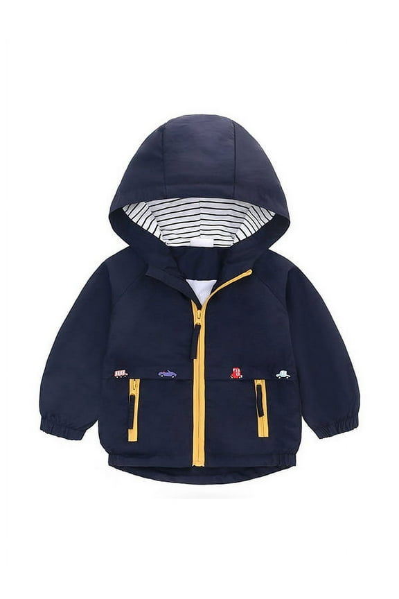Toddlers Windbreaker Jacket Little Boy Hooded Coat Casual Outerwear