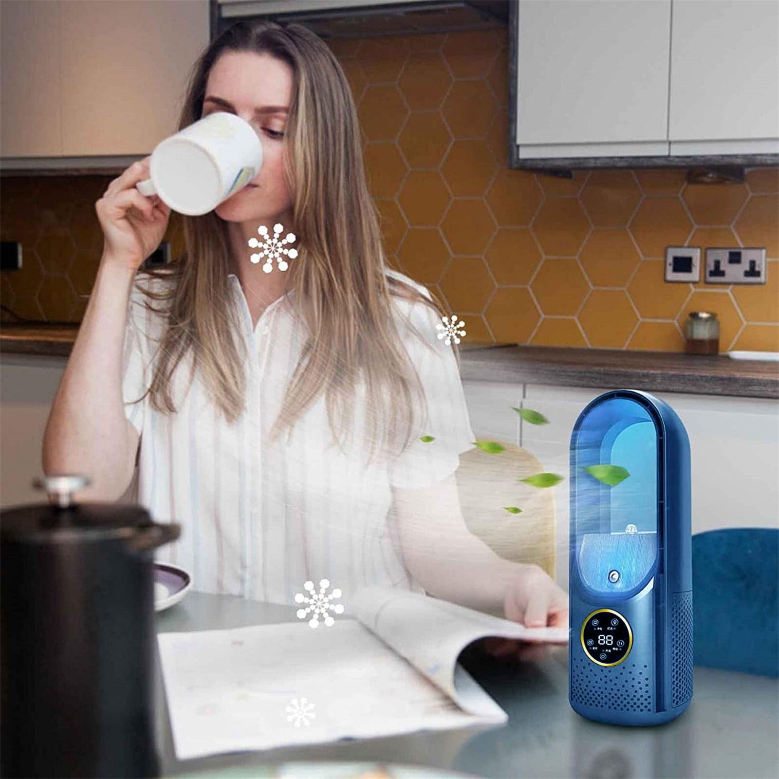 fan blowing cold air clip crib USB Powered Tower Fan 12inch Bladeless 6 Speed Adjustable Quiet