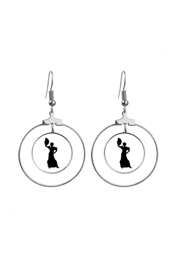 fan dancing performance dancer earrings dangle hoop jewelry drop circle