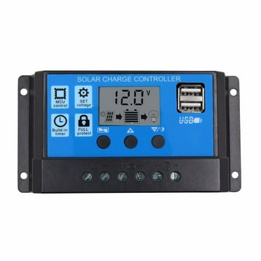 fankhu 12V/24V LCD Auto Solar Charge Controller PWM Dual USB Output Charger (20A)