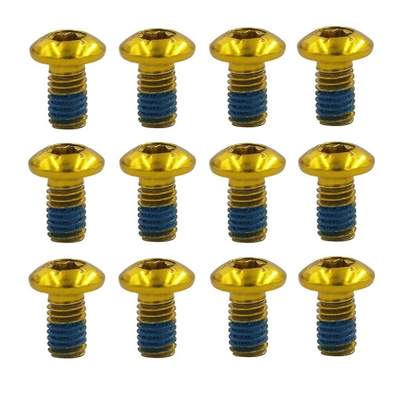 fankhu 12pcs Bicycle Disk Brake Rotor Bolts Steel Mountain Bike Disc Screws (Gold)