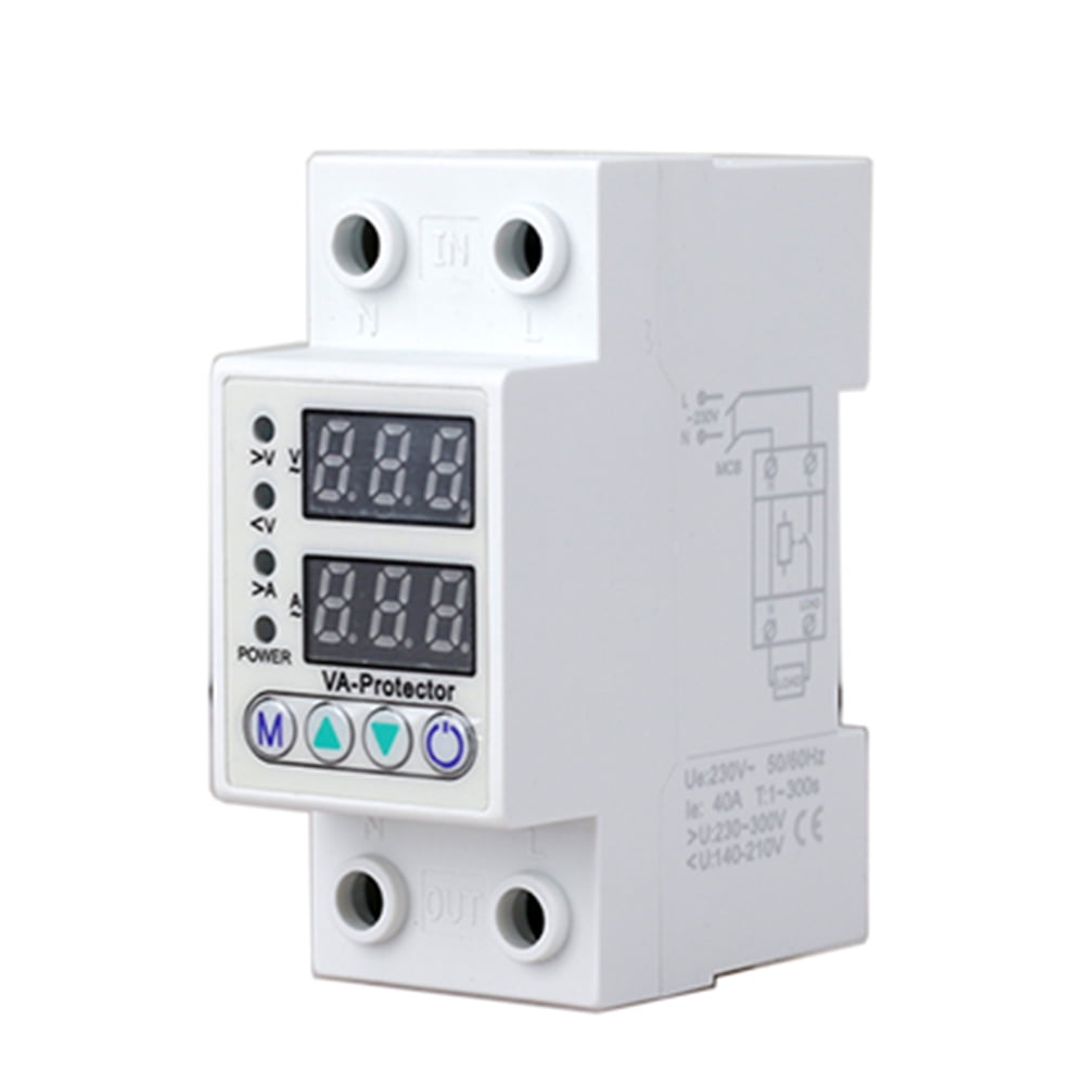 fankhu 220V 40A Adjustable Over Under Voltage Protective Device Adjust ...