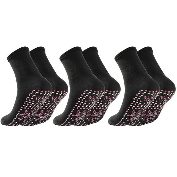 fankhu 3 Pairs Tourmaline Acupressure Socks Soft Warm for Hiking Cycling (3 Black)