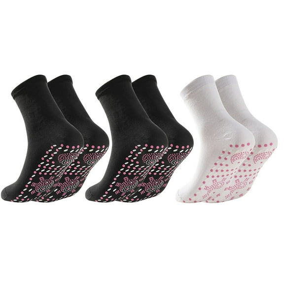 fankhu 3 Pairs Tourmaline Acupressure Socks Soft for Hiking Cycling (2 Black 1 White)