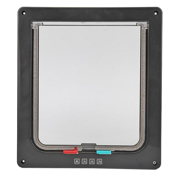 fankhu 4 Way Lockable Dog Cat Safe Flap Door Puppy Pets Plastic Gate (Black XL)