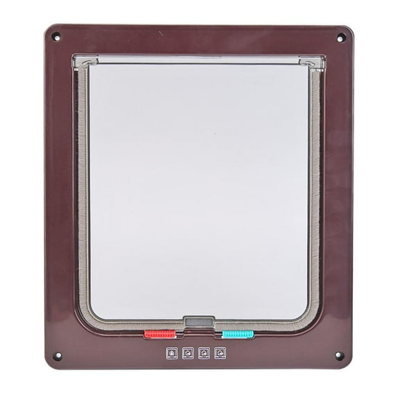 fankhu 4 Way Lockable Dog Cat Safe Flap Door Puppy Pets Plastic Gate (Brown XL)