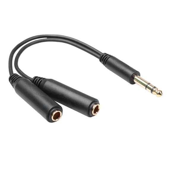 fankhu 6.35 mm Male to 2 6.35 mm Female Adapter Cable Y Splitter Stereo Audio Cord