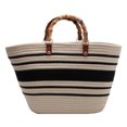 thumbnail image 1 of fankhu Beach Vacation Bags Bamboo Handle Shopping Tote Bag Large Capacity Striped Casual Fashion Exquisite for Travel, 1 of 9