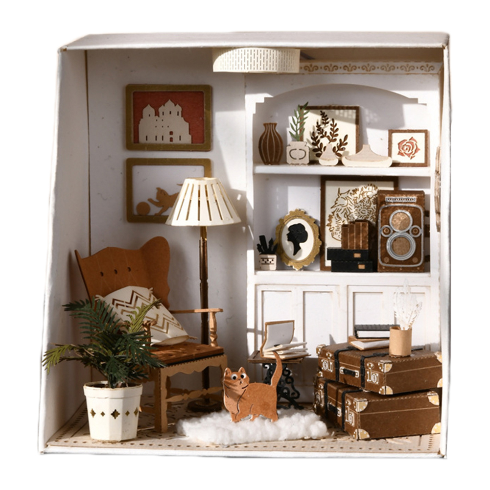 Snapklik.co : LED 3D Wooden Puzzle Winter Cabin DIY Iniature Building Kit