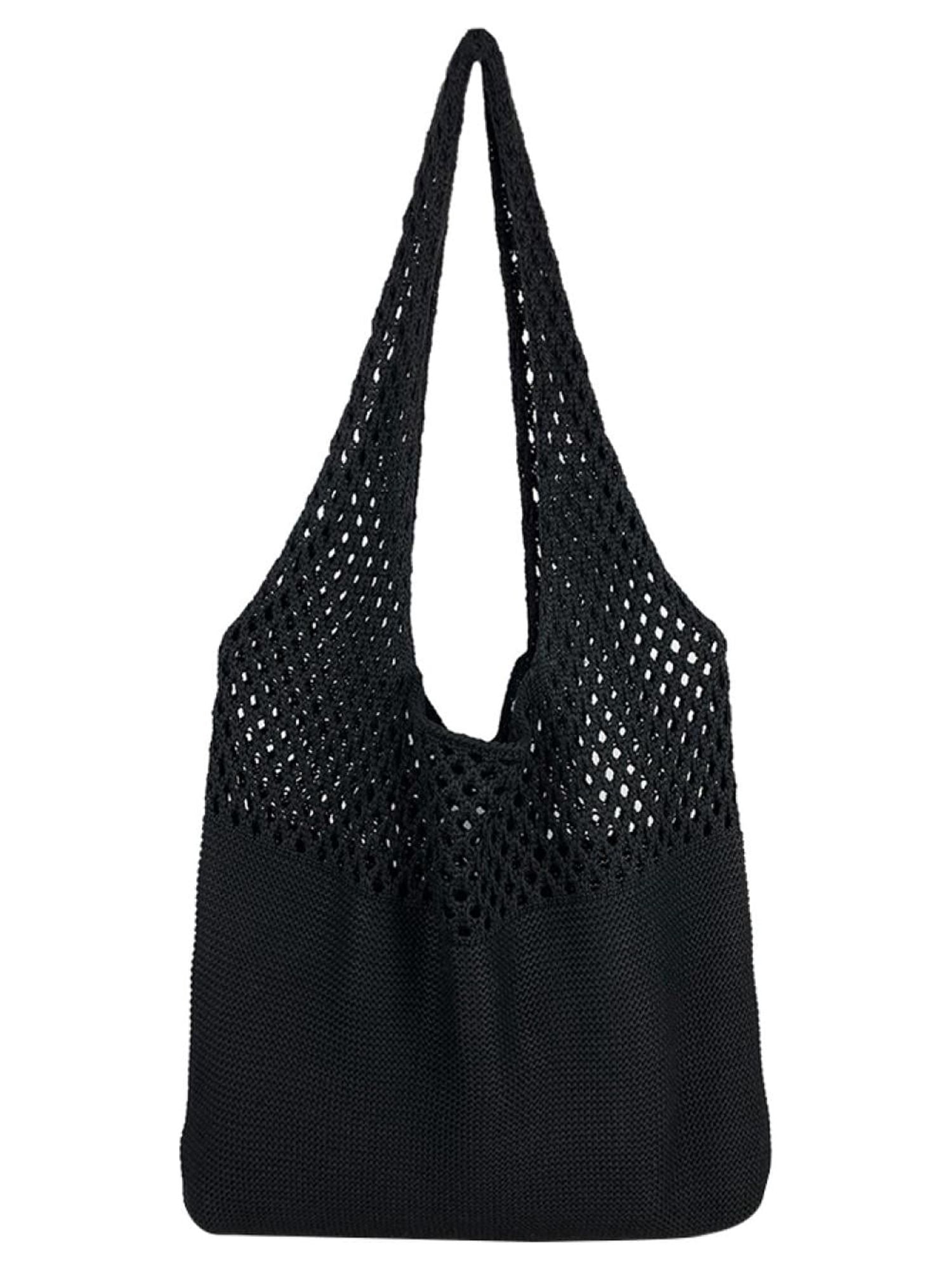 Elegant Black Knit Women\'s Bag Stylish Large Knitted Tote Bag for Women in Chic Designs  main image 3