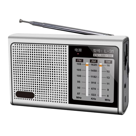 fankhu L-31 Full Band Radio Handheld FM AM SW Retro Speaker with Antenna (Silver)