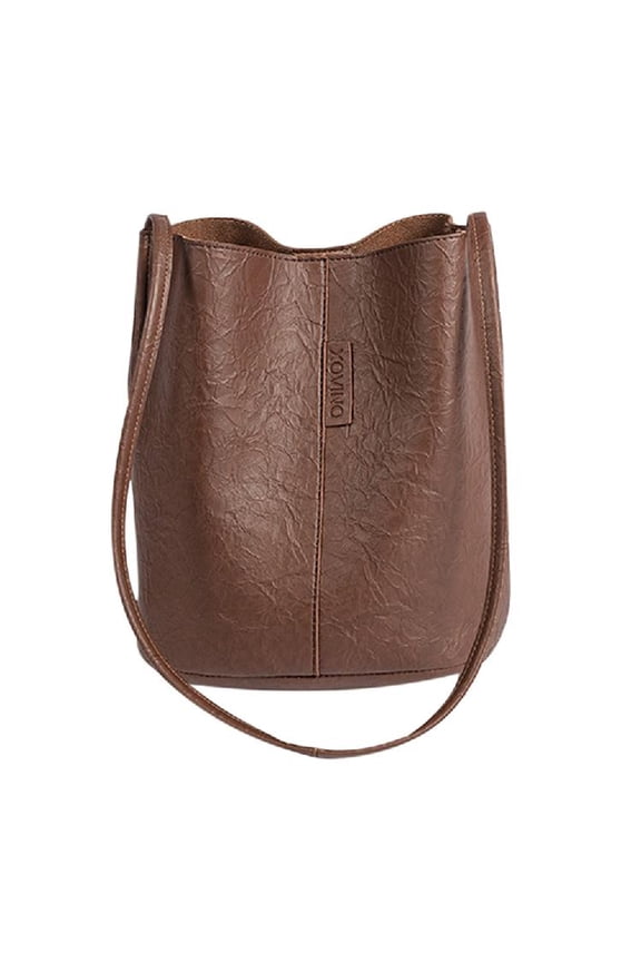 Leather Vintage Shoulder Handbag Vintage Simple Female Travel Daily Women Shopping Messenger Bag Retro Bucket Totes