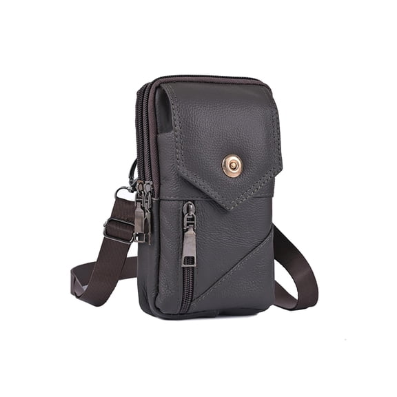 fankhu Men Retro Fanny Pack Leather Crossbody Bag Men Daily Sports Bag (Black Brown)