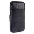 thumbnail image 1 of fankhu Men Vintage Pure Color Cowhide Small Waist Packs Wallet Phone Bag (Black), 1 of 9