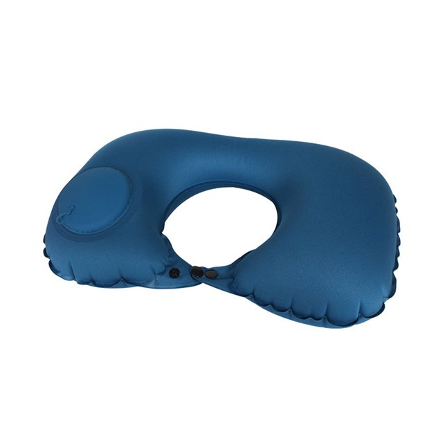 fankhu U Shape Travel Pillow Air Inflatable Airplane Neck Cushion (Navy