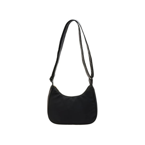 fankhu Women Nylon Solid Color Armpit Bag Zipper Small Shoulder Bag (Black)