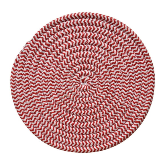 fanquare Round Braided Placemats 1pcs Christmas Green Placemats 4.33 Inch Cotton Woven Table Mats Hot Dishes Trivets Table Mats for Christmas Home Dining
