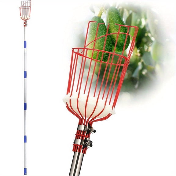 fanruina Fruit Picking Tool, Fruit Picking Pole with Basket Height Adjustable, Mango, Lemon, Orange, Apple Picker, Fruit Catcher Tree Picker for Obtaining Fruit