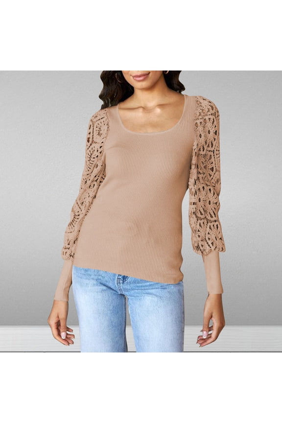 fanshangmao Fashion Women Round-Neck Long Sleeve Casual T-shirt Top Solid Blouse Cheap
