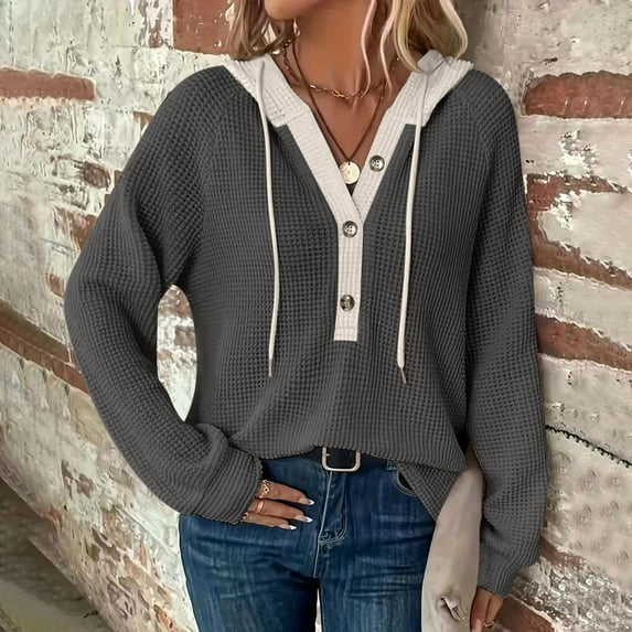 fanshangmao Womens Sweatshirts Clearance Sale Prime Oversize Crewneck Sweatshirt Women Womens Solid Color Tops Pack Long Sleeve Tops for Women Cotton