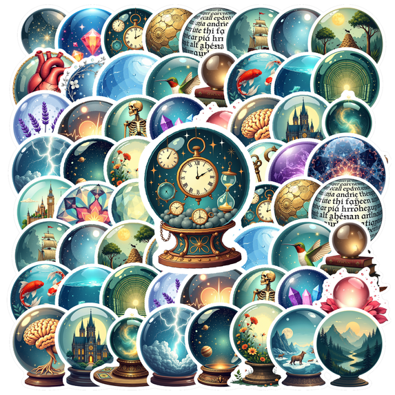 fantasy Snow Globe Stickers, Waterproof Snow Globe Sticker for Water Bottle Laptop Phone Cases Planner Skateboard Luggage Helmet Party Favor Decor, Ideal for Adults Teens Teacher Rewards