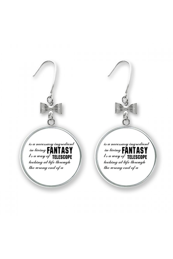 fantasy is here quotes art deco fashion bow earrings drop stud pierced hook