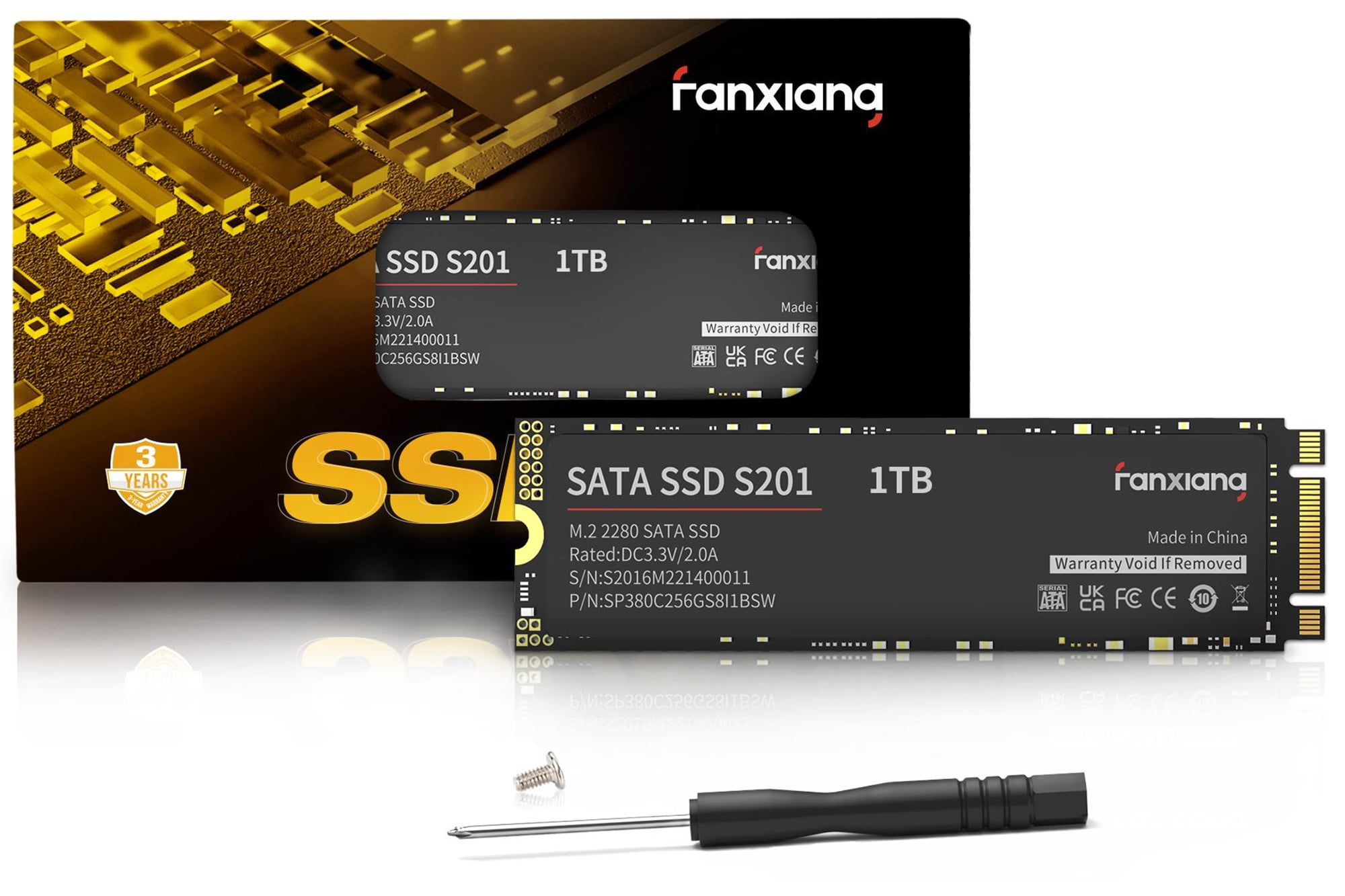 fanxiang S201 1TB Data Storage, m.2 2280 Internal SSD, SATA III 6Gb/s