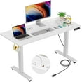 thumbnail image 1 of farexon 48 x 24 inch Standing Desk Electric Adjustable Height with Charging Station,USB Outlets, Stand up Desk with Ergonomic Workstation, 18mm Tabletop(White), 1 of 9