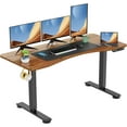 thumbnail image 1 of farexon Electric Standing Desk Adjustable Height, 55x24 Inches Computer Desk with Ergonomically Curved Desktop, Multifunctional Stand up Desk for Home/Office(Brown), 1 of 8